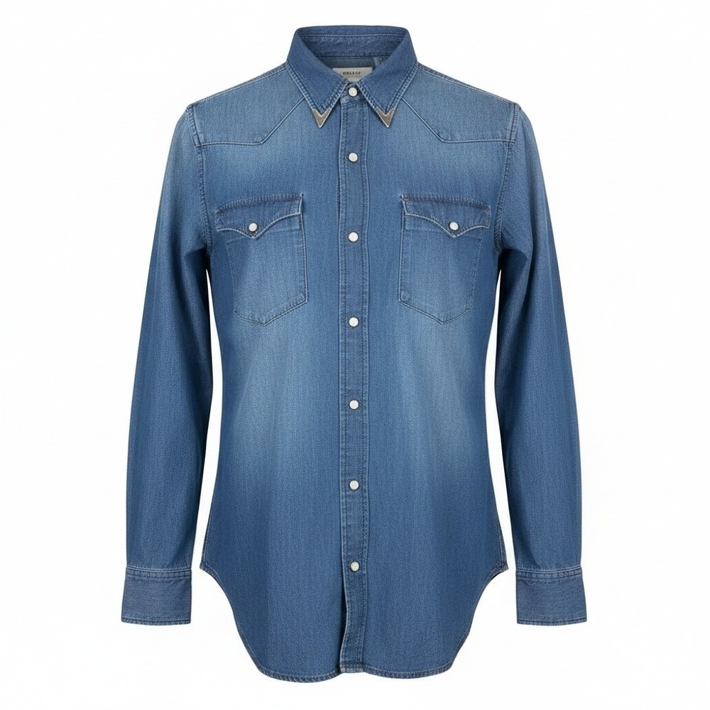 One Teaspoon Men's Django Western Shirt in Blue Ivy Size Large NWT